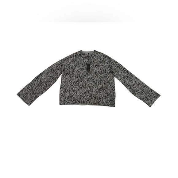 NWT Monrow grey leopard cashmere blend bell sleeve sweater size large - Picture 3 of 9